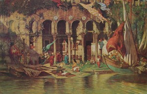 Mario De Maria - Marius Pictor: Fondacco dei Turchi a Venezia, cm. 120 x 185 Valdagno Vicenza Raccolta M.